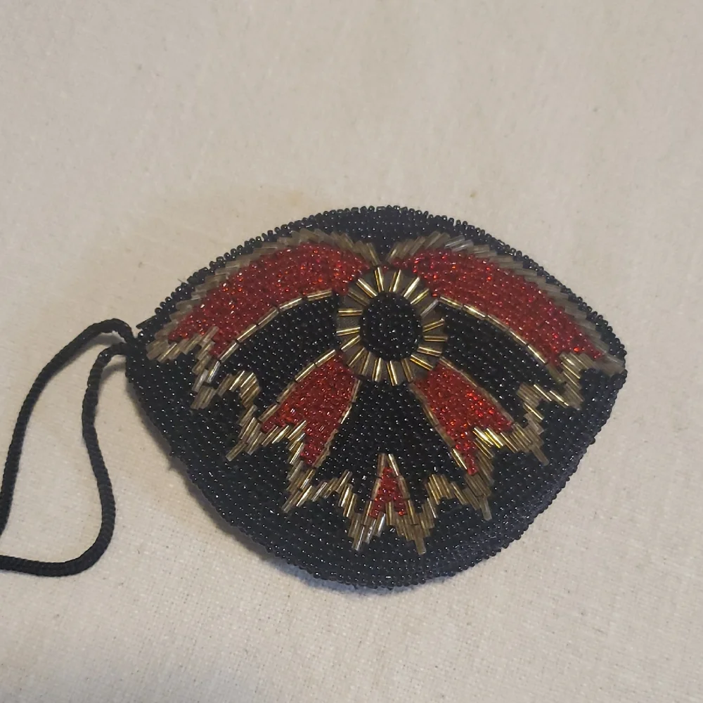 Beaded Black and Red Clutch